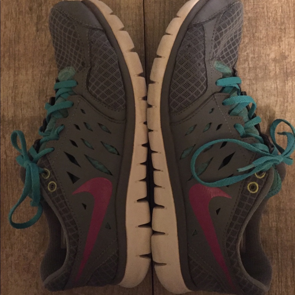 Gray Nike running shoes